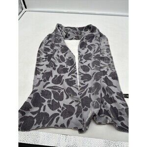 Vintage Saldarini Italy Gray Silk Lining Velvet Scarf 54”x9.5” Floral